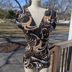 BCX Y2K Stretchy Abstract Print Top